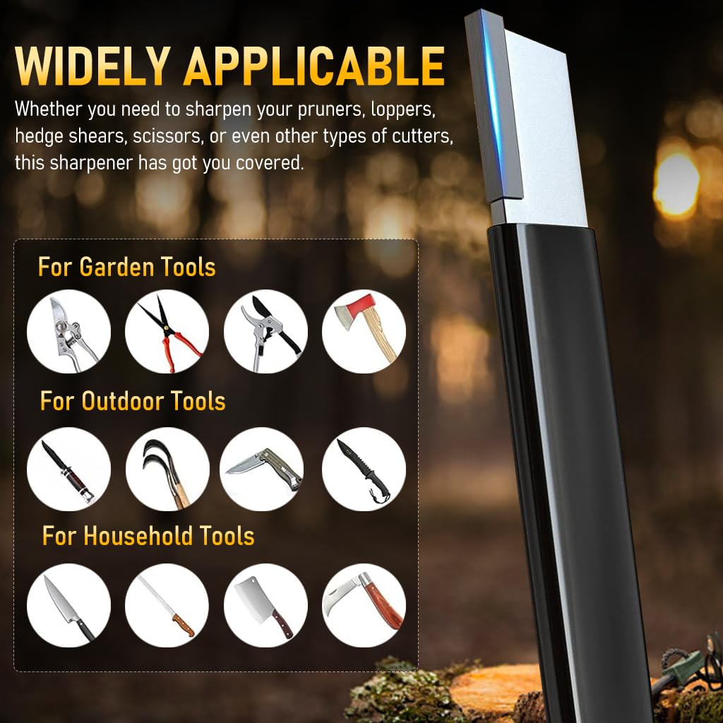 Serplex Garden Tool Sharpener for Pruners and Scissors 4.3 in Portable Tungsten Steel | Easy Handheld Cutter Sharpener