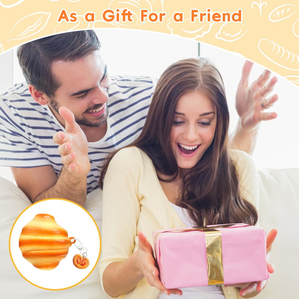 ZORBES Airpod 4 Case Cover with Cartoon Croissant Design and Clasp Bag Charm | PVC Protective Shell