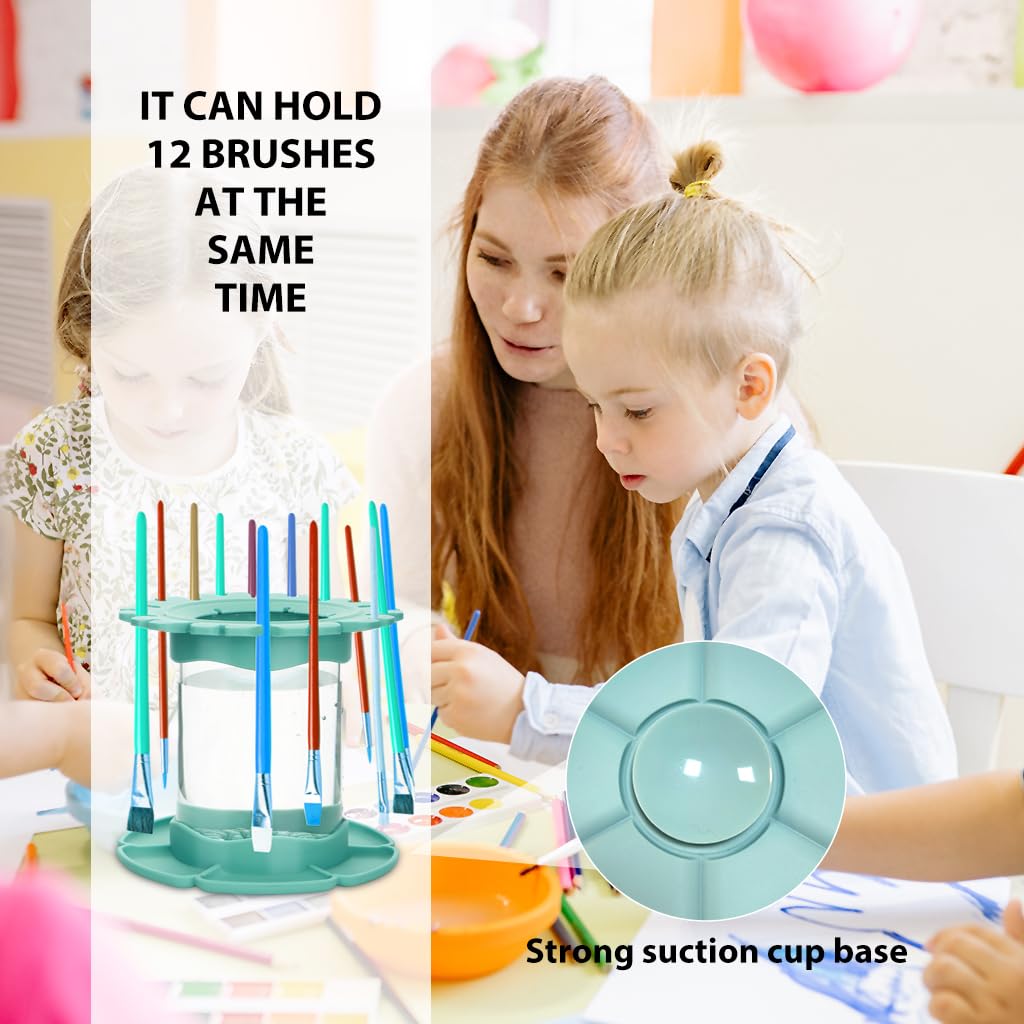 HASTHIP Paint Brush Cleaner Tool with 6 Paint Grids for Artists and Kids | Multifunctional Brush Rinser and Holder