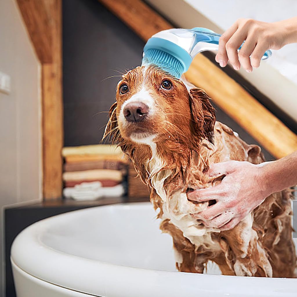 ZIBUYU Pet Bath Brush for Dogs featuring Bubble Maker and Gentle Shampoo Application