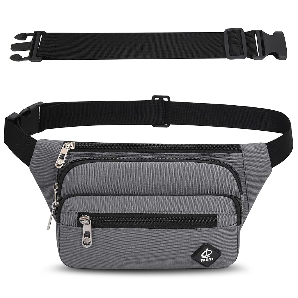 GUSTAVE® Waist Bag for Men Crossbody Chest Bag with 4 Zipper Pouches, Adjustable Waterproof Lightweight, Multi-Functional Fashion Design, Ideal for Travel and Daily Commute, 30x7x14cm