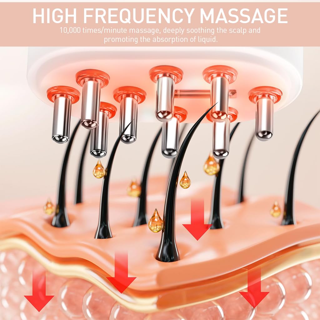 ZIBUYU Electric Scalp Massager Hair Oil Applicator with 6ml Tank and Red Light EMS | Travel Use