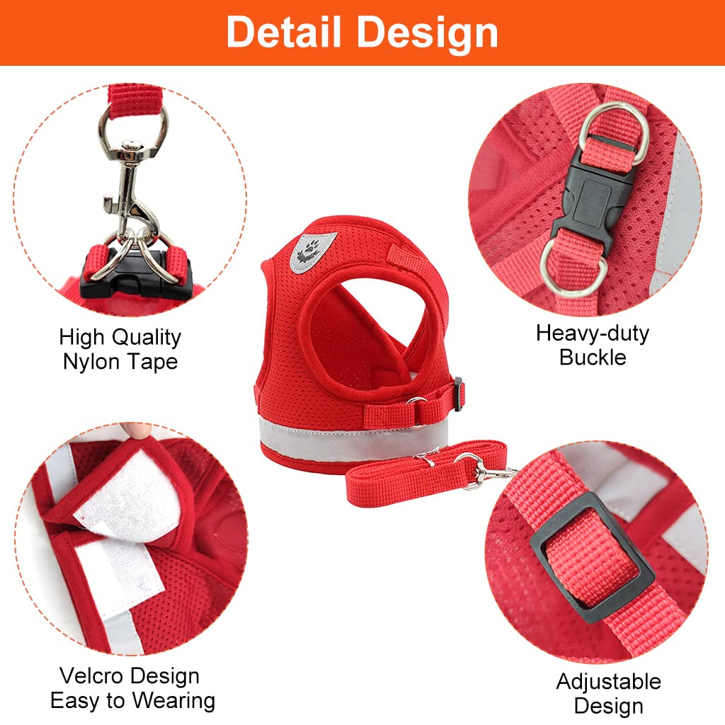 Qpets Cat Vest Harness for Outdoor Walking with Dual Adjustable Anti Escape Design | Breathable Mesh and Reflective Strip Leash Set