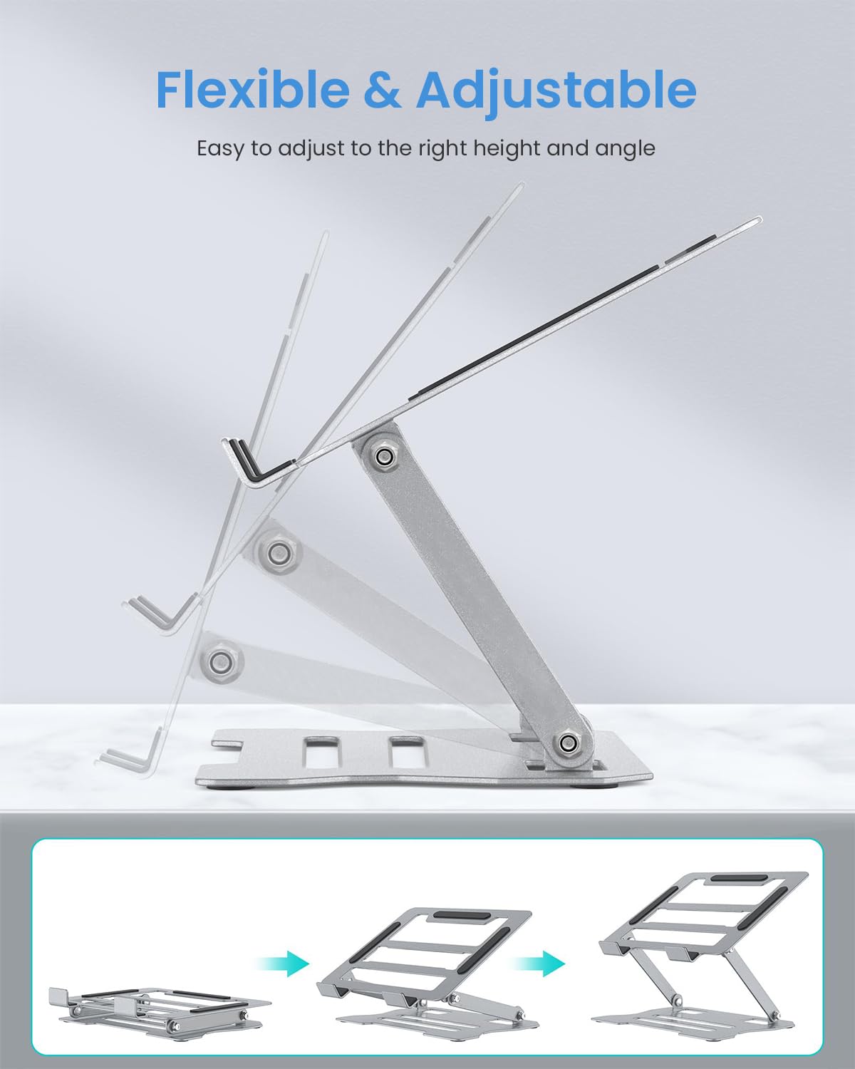 ZORBES Laptop Stand for 11–17.3 inch Devices with Adjustable Tilt and Aluminum Body | Foldable Riser for Desk and Travel