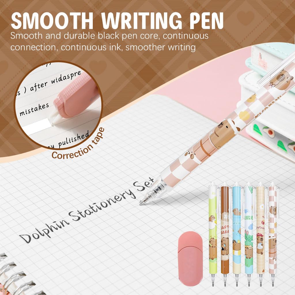 Climberty Capybara Stationery Set for Students with 128 pcs Cute Cartoon Supplies | Gift Idea