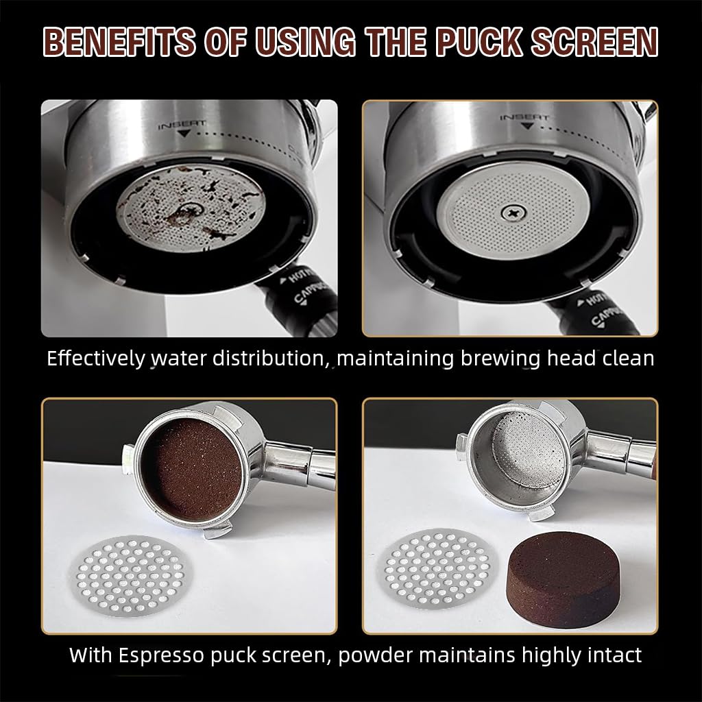 Supvox Espresso Puck Screen for Even Extraction with 0.8mm Fine Mesh 304 Stainless Steel | Ideal for Coffee Enthusiasts