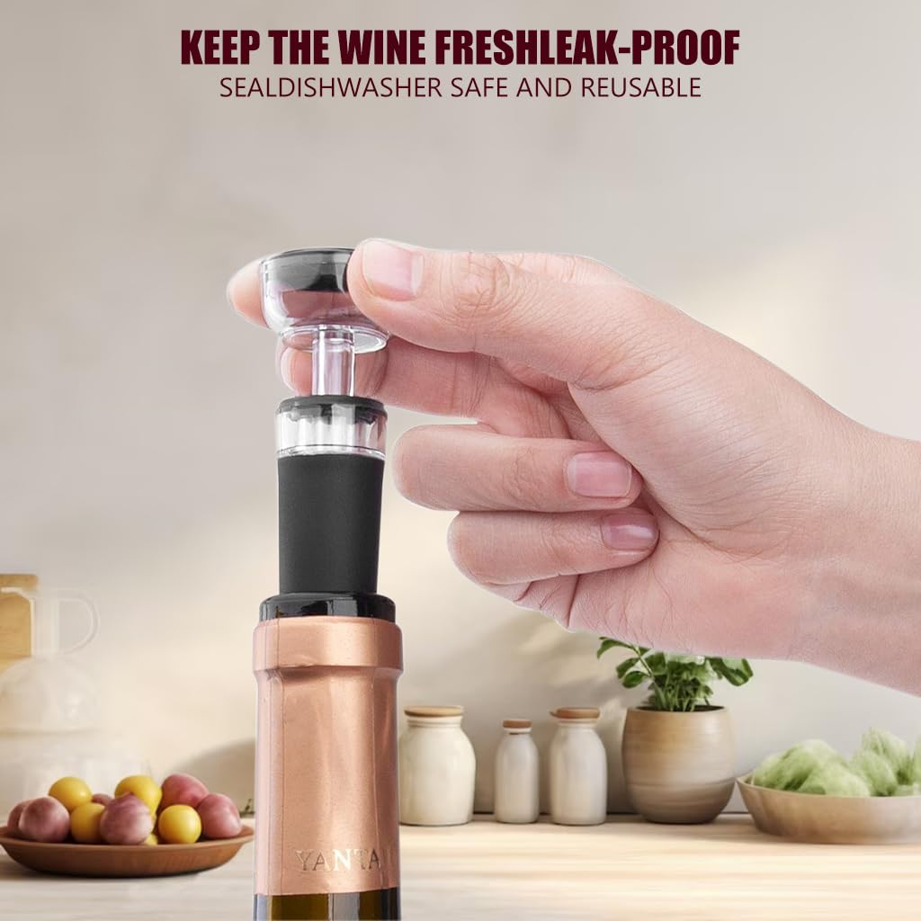 Supvox® 2Pcs Wine Stoppers Vacuum Wine Stoppers Manual Air Pump Vacuum Wine Bottle Stopper Airtight Silicone Wine Stoppers Reusable Wine Preserver Universal Airtight Seal Cork Alternatives