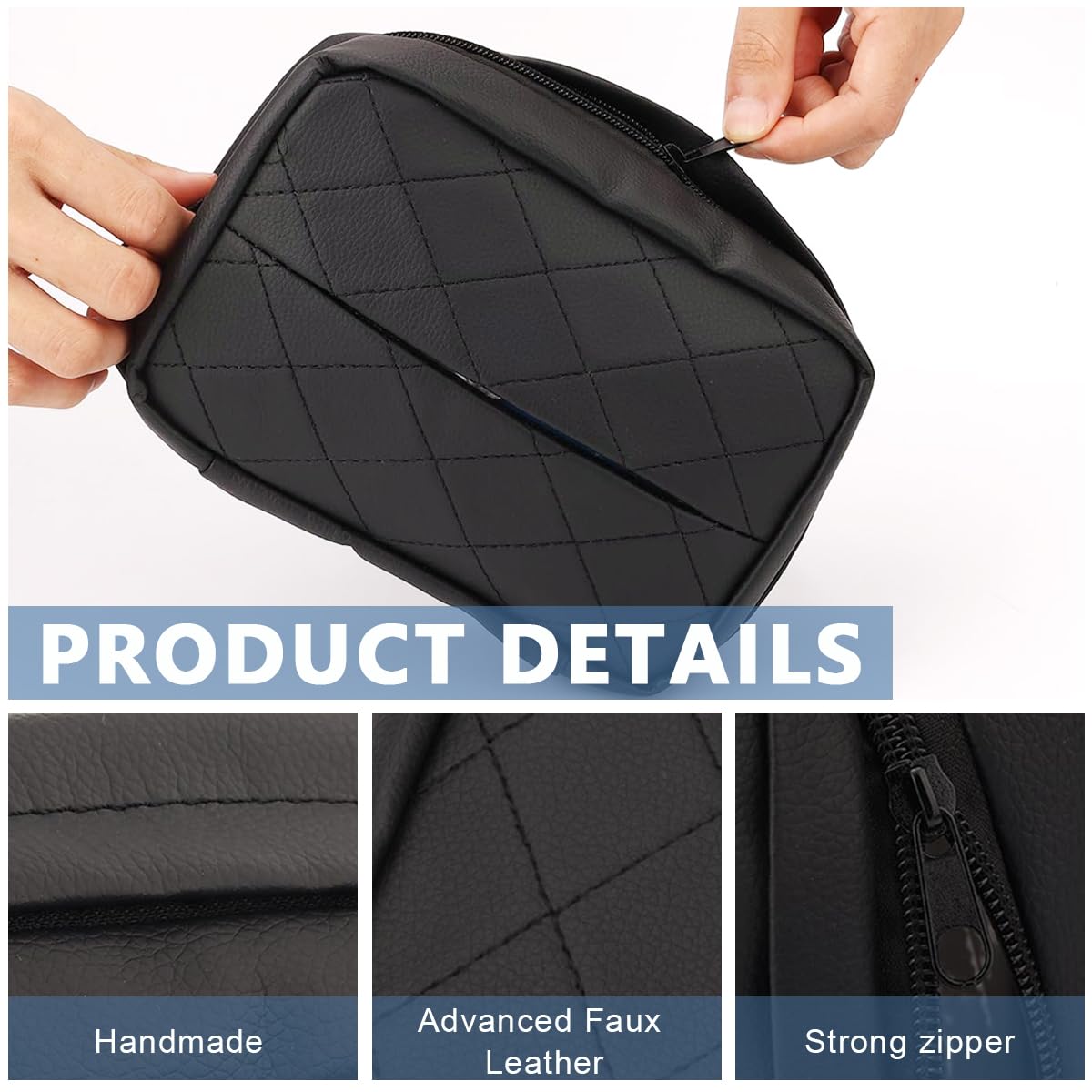 STHIRA Car Tissue Box for Backseat with Adjustable Strap and Quick Release Buckle | 21x12x06cm PU Leather Holder