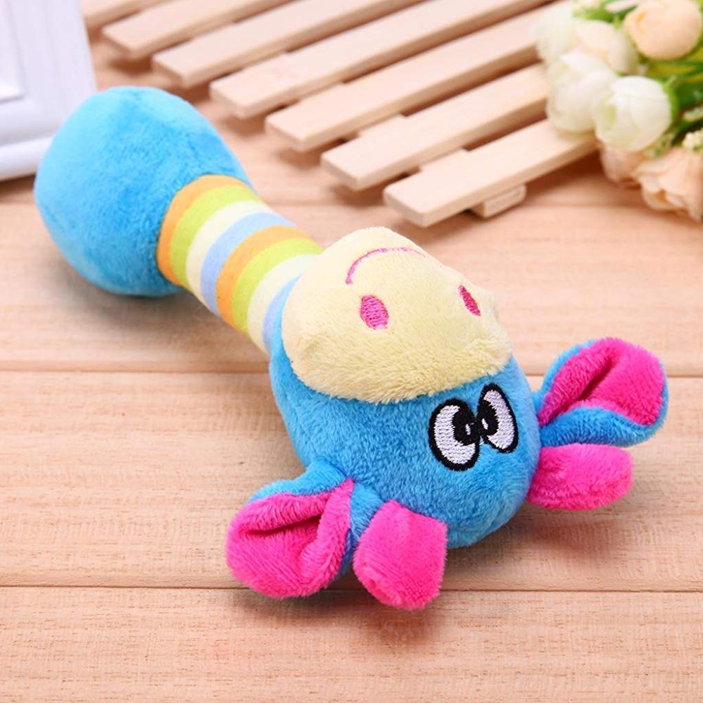 ELEPHANTBOAT  Funny Animal Shape Pet Puppy Dog Plush Sound Squeaker Chewing Toy (Blue, 18*10cm)