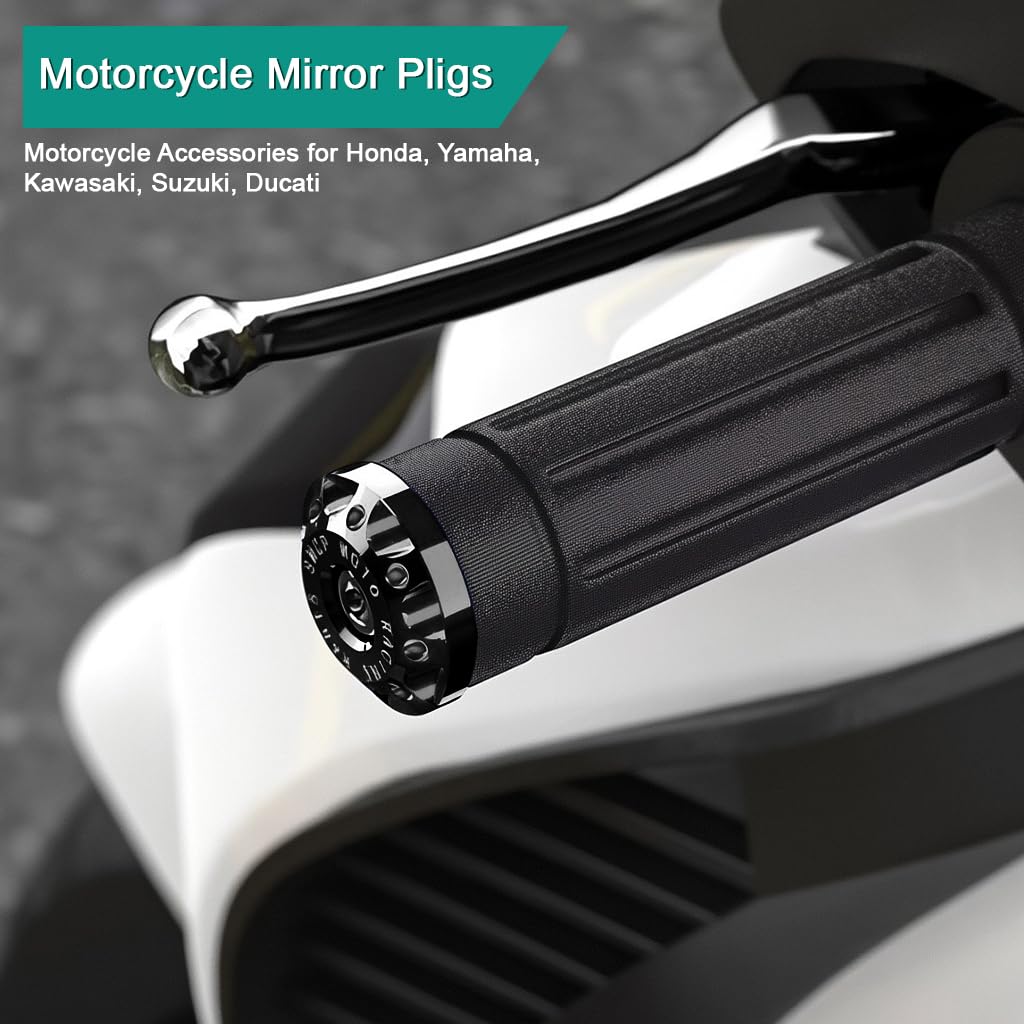 STHIRA Motorcycle Handlebar End Plugs for 22mm Grip with CNC Machined Caps and Wrench Tool