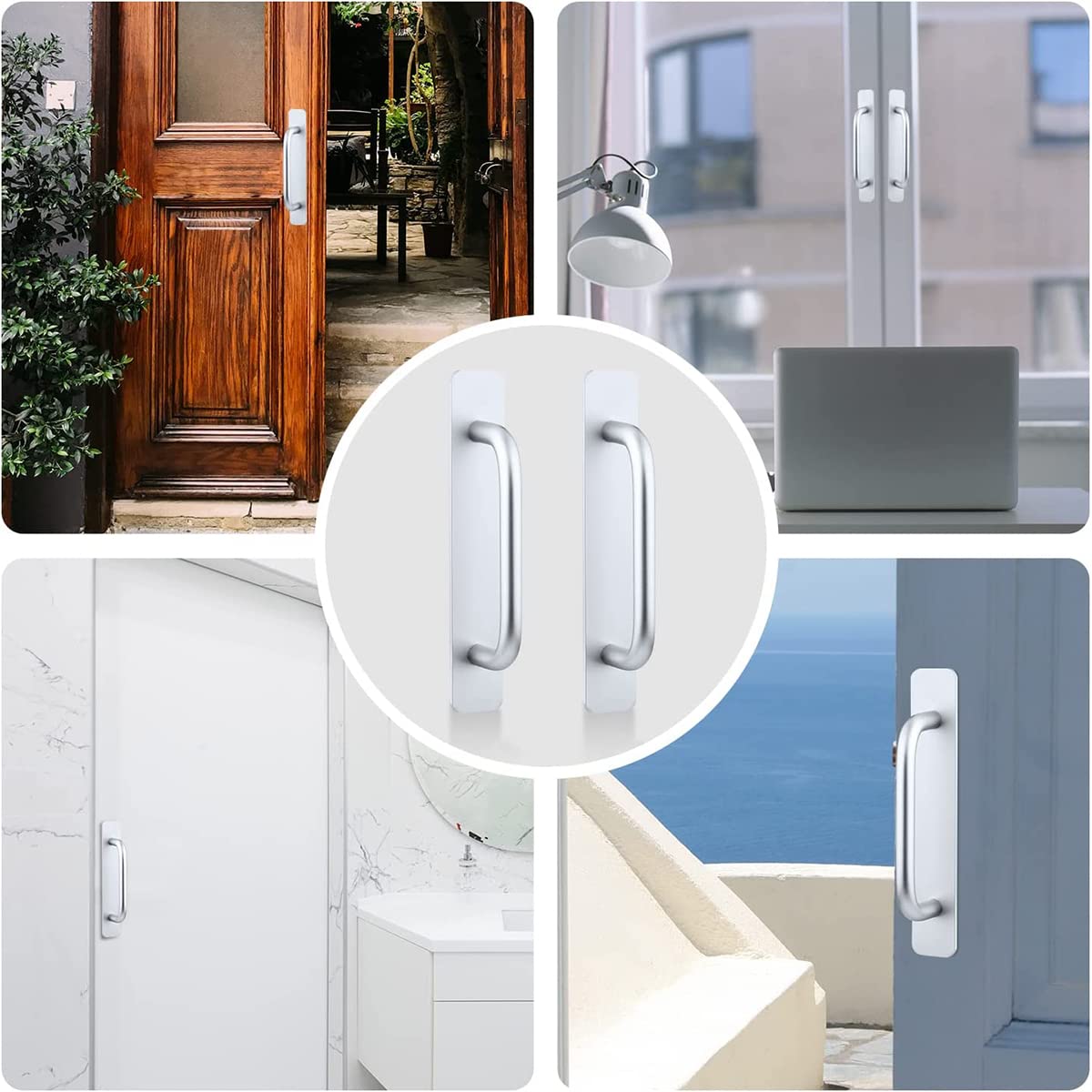 Supvox Door Handle for Cabinets and Sliding Doors featuring 5.8 in Self-Adhesive Design | Polished Aluminum Alloy Pull