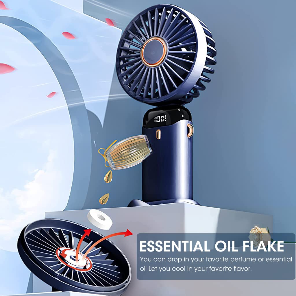 HASTHIP Hand Fan for Personal Cooling with 3000mAh Battery and Foldable 90° Design | Blue