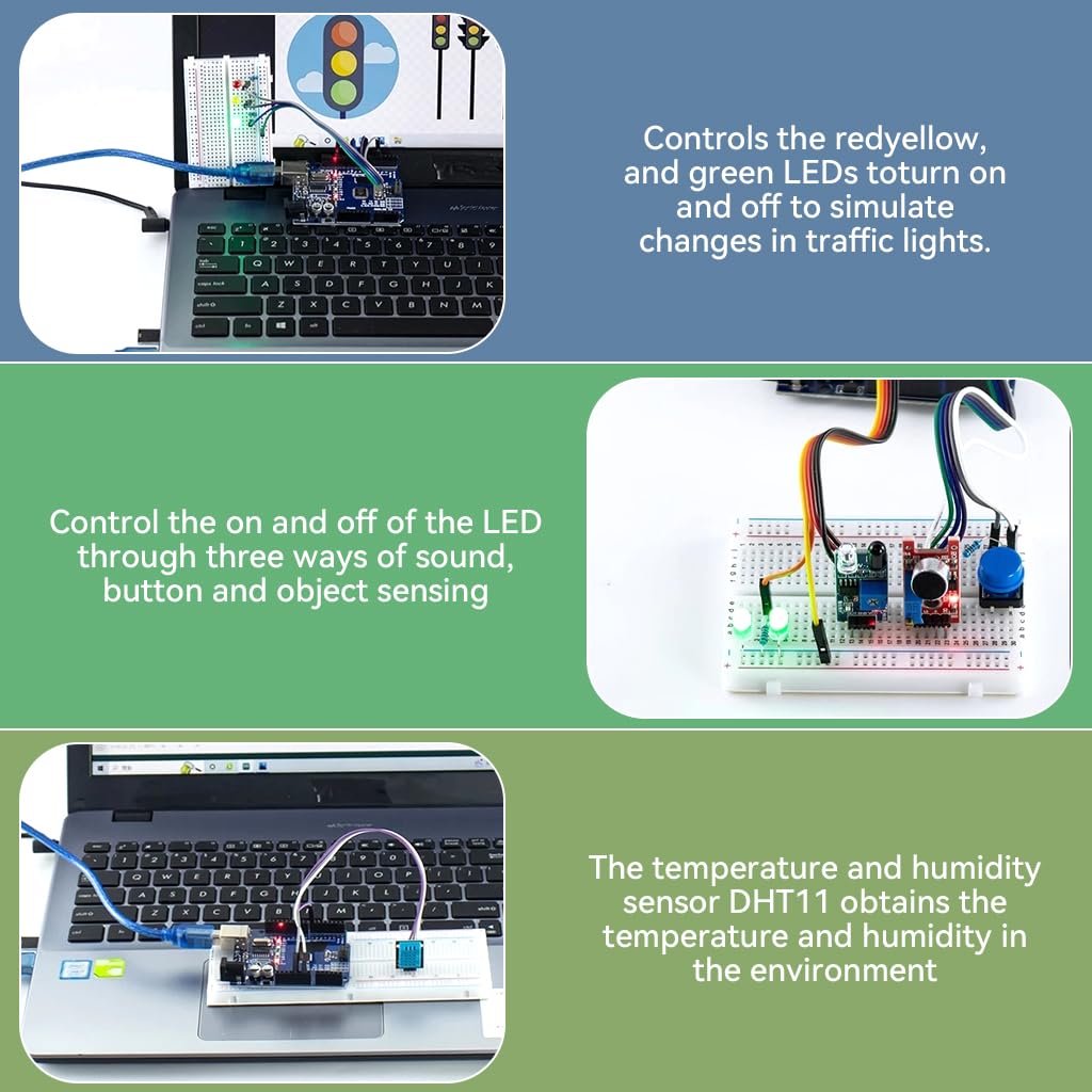 Serplex UNO Starter Kit for Learning and Prototyping with 400 Hole Breadboard & Sensors