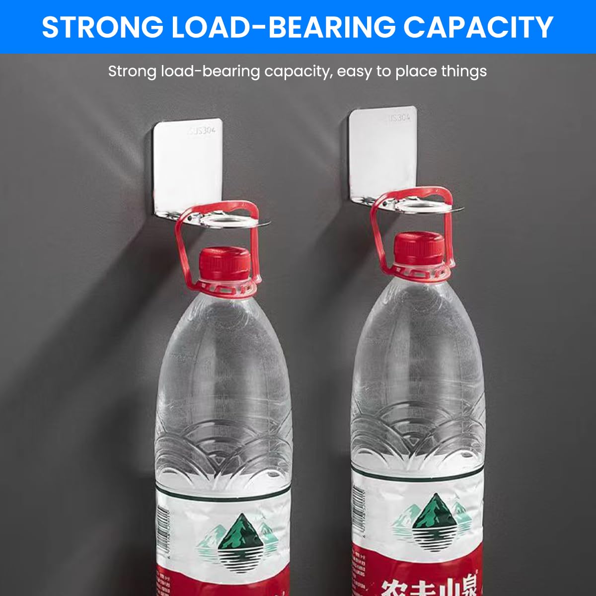 Supvox Wall Mount Holder for 27mm Pump Bottles with Adhesive Backing and Stainless Steel | Space-Saving Rack for Kitchen and Bathroom
