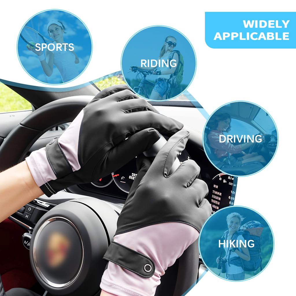 SANNIDHI Silicone Gloves for Women with UPF 50+ Sun Protection and Anti Slip Palm | Ice Silk Breathable Design for Cycling Driving and Gardening