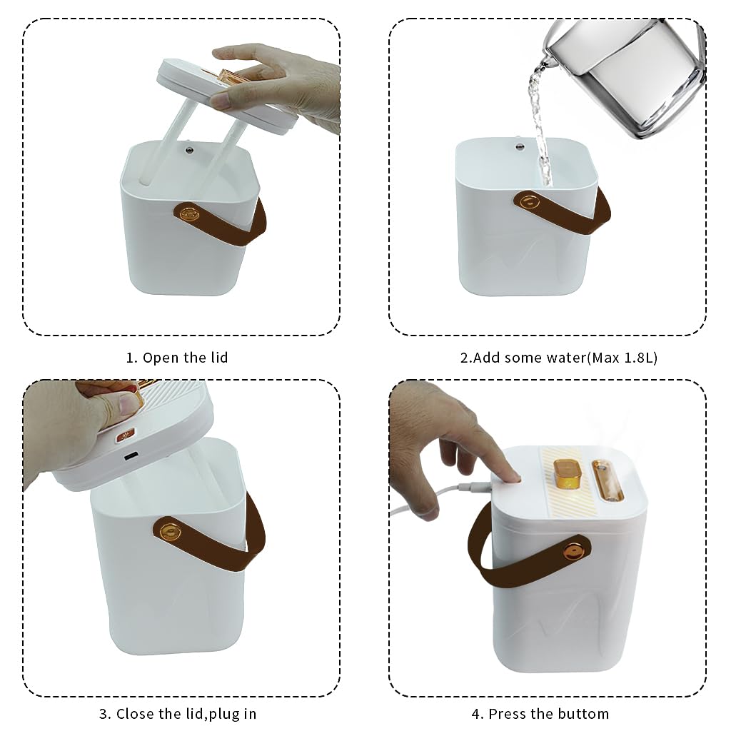 ANNEA Humidifiers for Room with Dual Nozzles and 1.8L Tank featuring Quiet Cool Mist | LED Night Light for Bedroom and Office