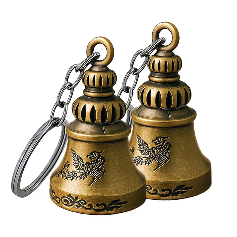 Zibuyu Vintage Keychain featuring Embossed Alloy Hand Bell Charm for Keys and Bags | Retro Gift