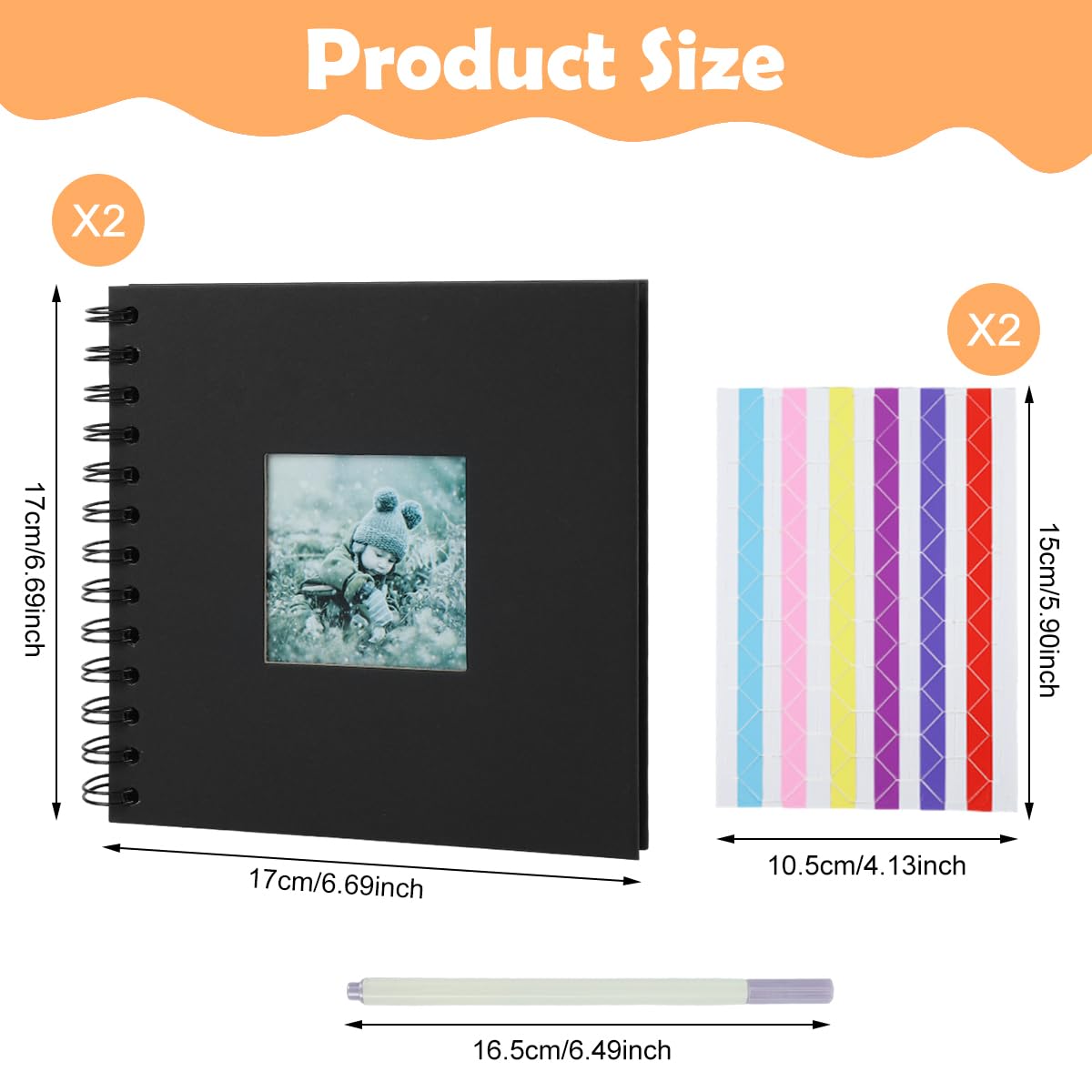 HASTHIP Scrapbook Baby Album for DIY Memory Keeping with Spiral Binder and 6.9 Inch Pages | Gift Set for New Parents