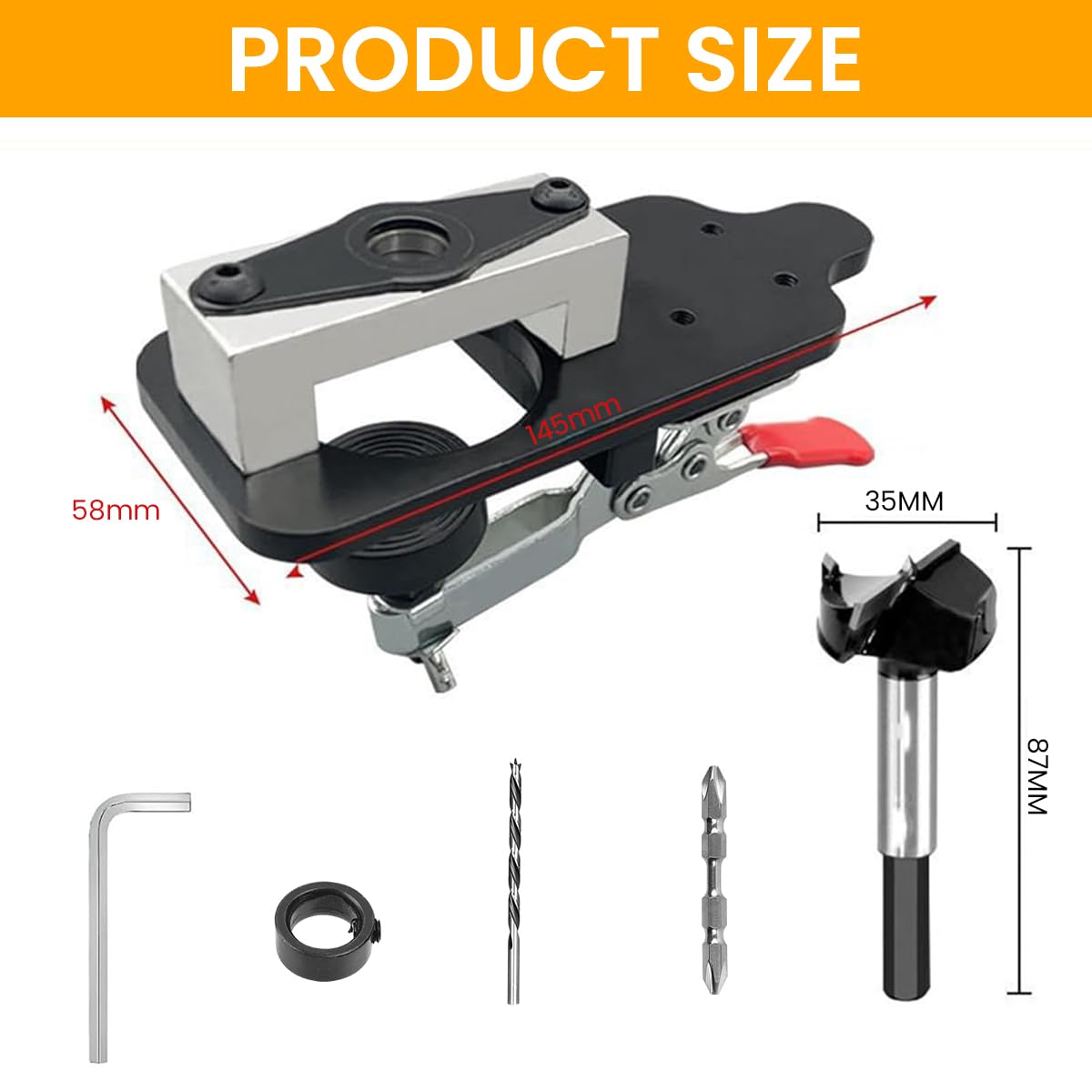 Serplex Concealed Hinge Jig for Cabinet Door Installation featuring 35mm Drill Guide | Aluminum Alloy Woodworking Tool