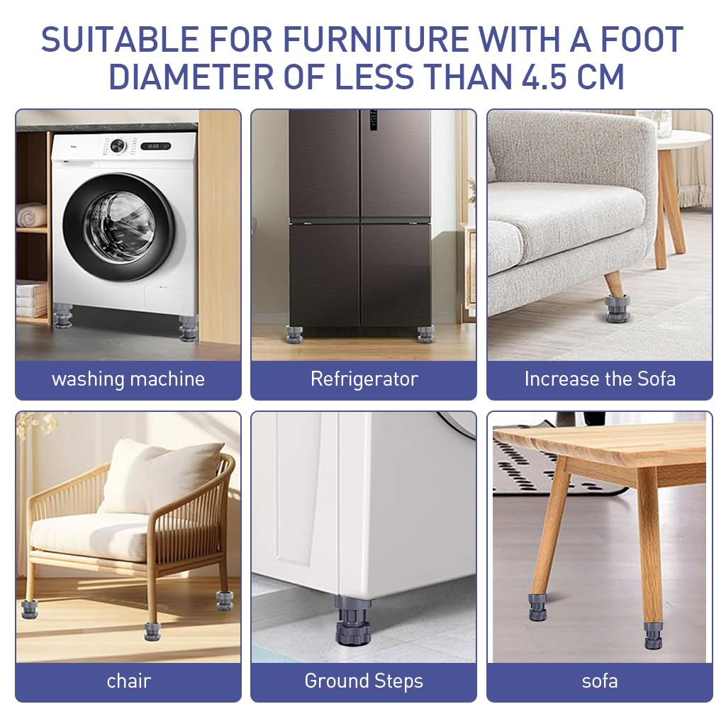 Supvox Anti Vibration Pads for Washing Machine and Dryer with 2.7 in Adjustable Height | PP PVC Anti Slip Leveling Feet