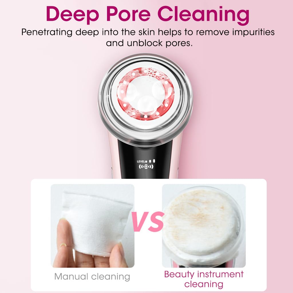 HANNEA Face Cleaning Machine for Deep Pore Cleansing with Red and Blue Light | Microcurrent Anti Wrinkle Massager