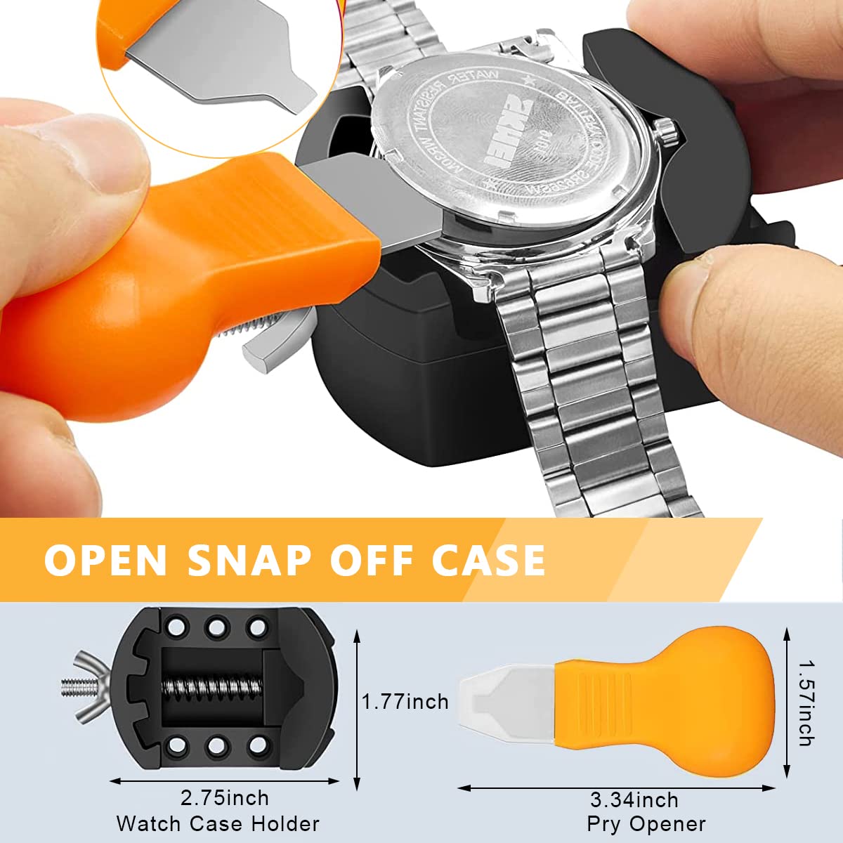 Serplex Watch Repair Tool Kit for Battery and Band Replacement | 20 pcs Set with Adjustable Case Holder up to 50 mm