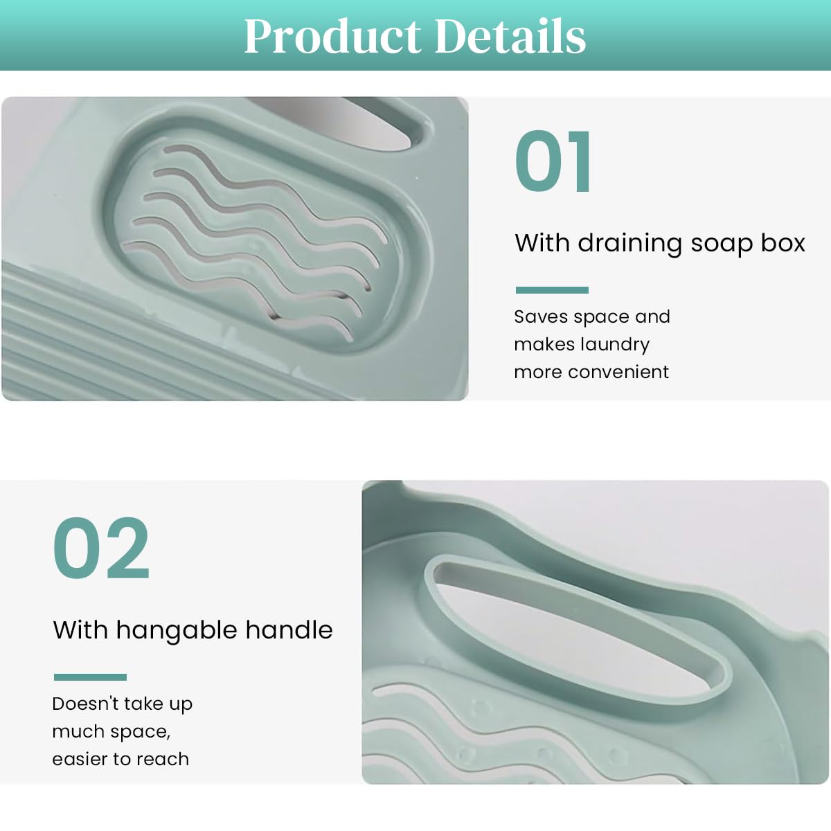 HASTHIP Wash Board for Hand Washing Clothes with Built-In Soap Slot and Non-Slip Grips | ABS Laundry Scrub Pad for Home and Dorm Use