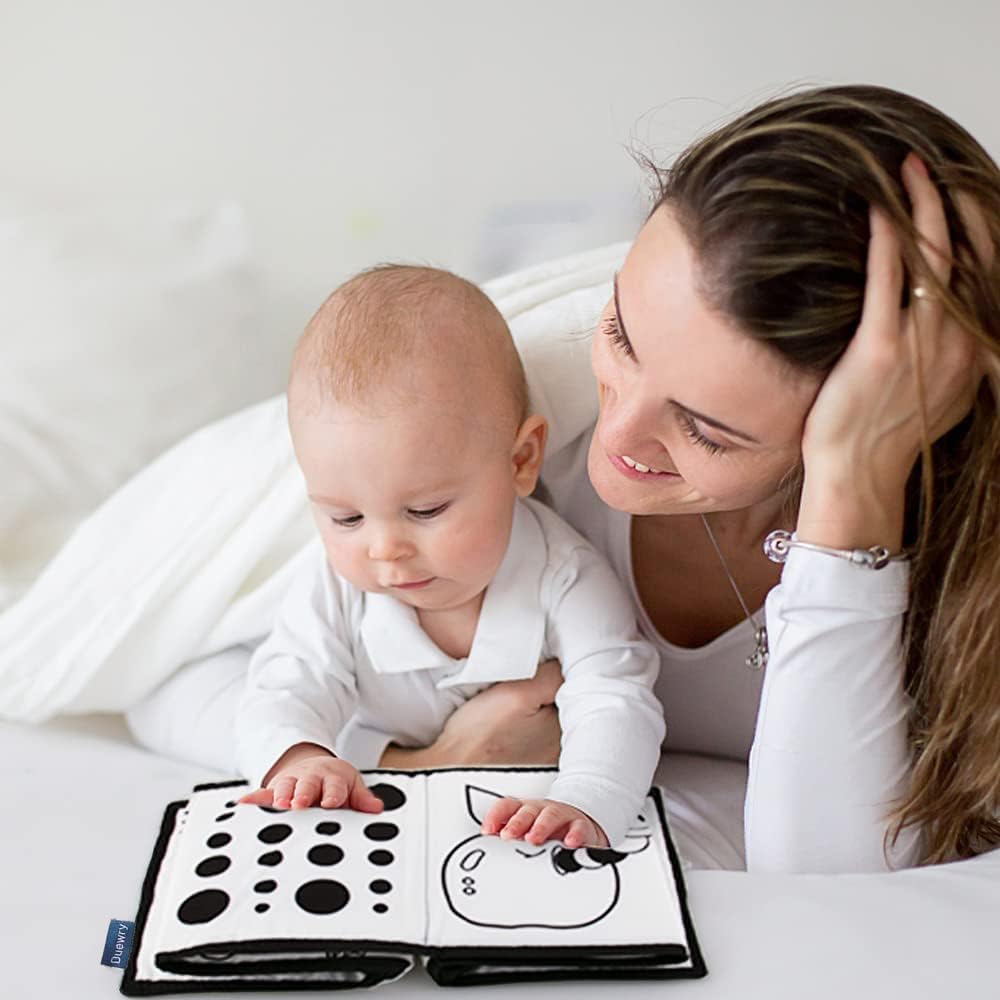 SNOWIE SOFT Baby Cloth Book for Tummy Time with High Contrast Black and White Patterns | 2PCS