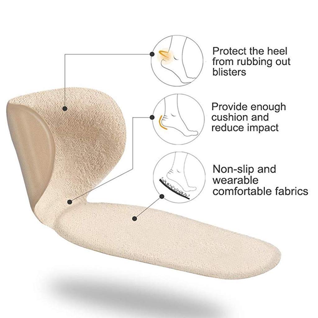 PALAY® Heel Grips, 3 Pairs Silicone Shoes Too Big Insole Inserts Back Liner High Heel Cushions for Shoes Boot Cushion T Shape 3 Colors