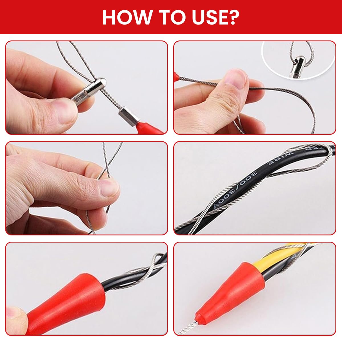 Serplex Fish Tape Wire Puller for Electrical Conduit with Dual Looped Ends and 50ft Stainless Steel Flex | Ideal for Wiring Walls and Floors