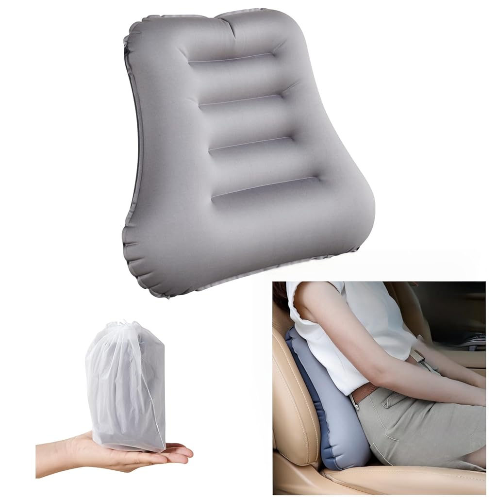 Supvox® Neck Pillow for Travelling - Lumbar Support Pillow for Office Chair and Travel Seat, Back Support Pillow for Car, Computer and Airplane, Grey