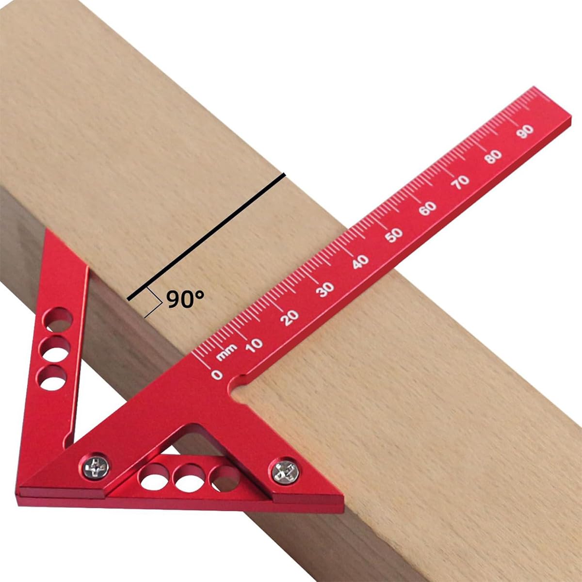 Serplex Right Angle Scribing Ruler for Woodwork featuring Arrow‑Shaped 90° and 45° Guide | Red Aluminum Alloy 3PCS