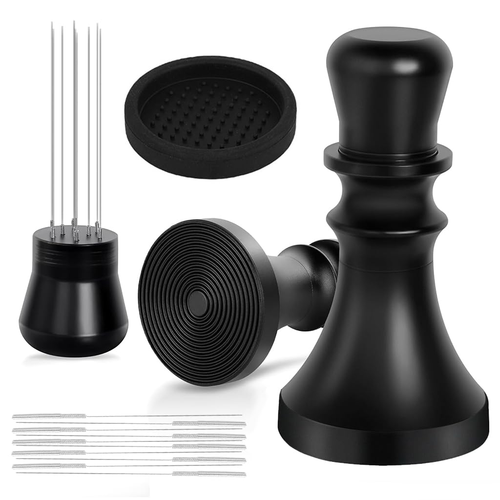 Supvox Espresso Tamper 51mm for Coffee Making with Hidden Needle Distributor and Ergonomic Handle