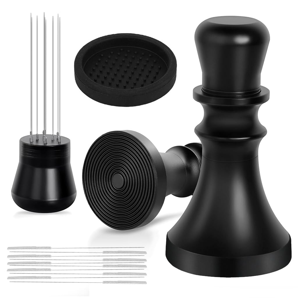 Supvox® 51mm Espresso Tamper & Coffee Distributor 2 in 1 Ground Coffee Tamper with Hidden Espresso Needle Distributor Hand Tamper Set for Espresso Machine