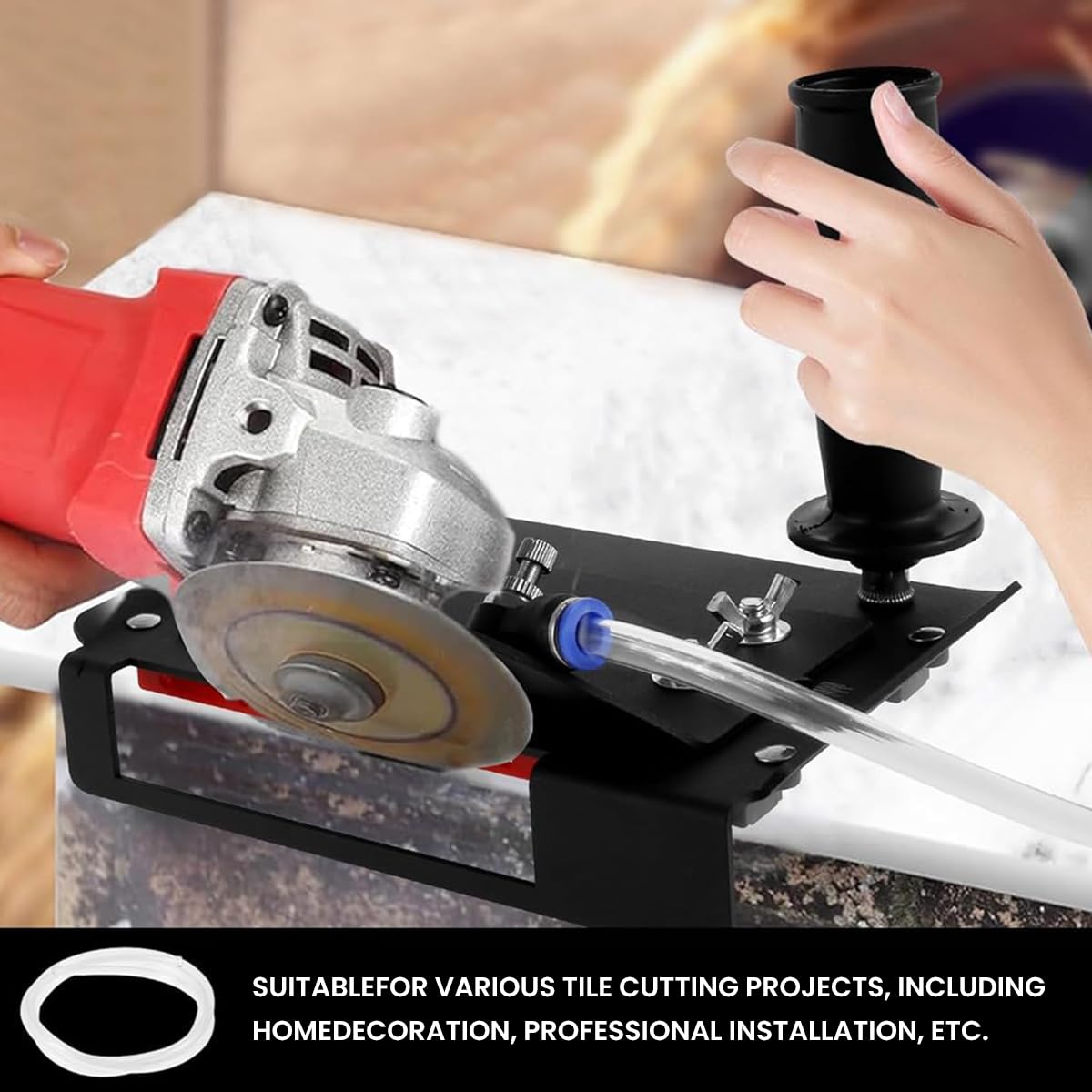 Serplex 45 Degree Tile Chamfering Tool with 3.3ft Water Pipe and Secure Clamping Stand for DIY Cutting