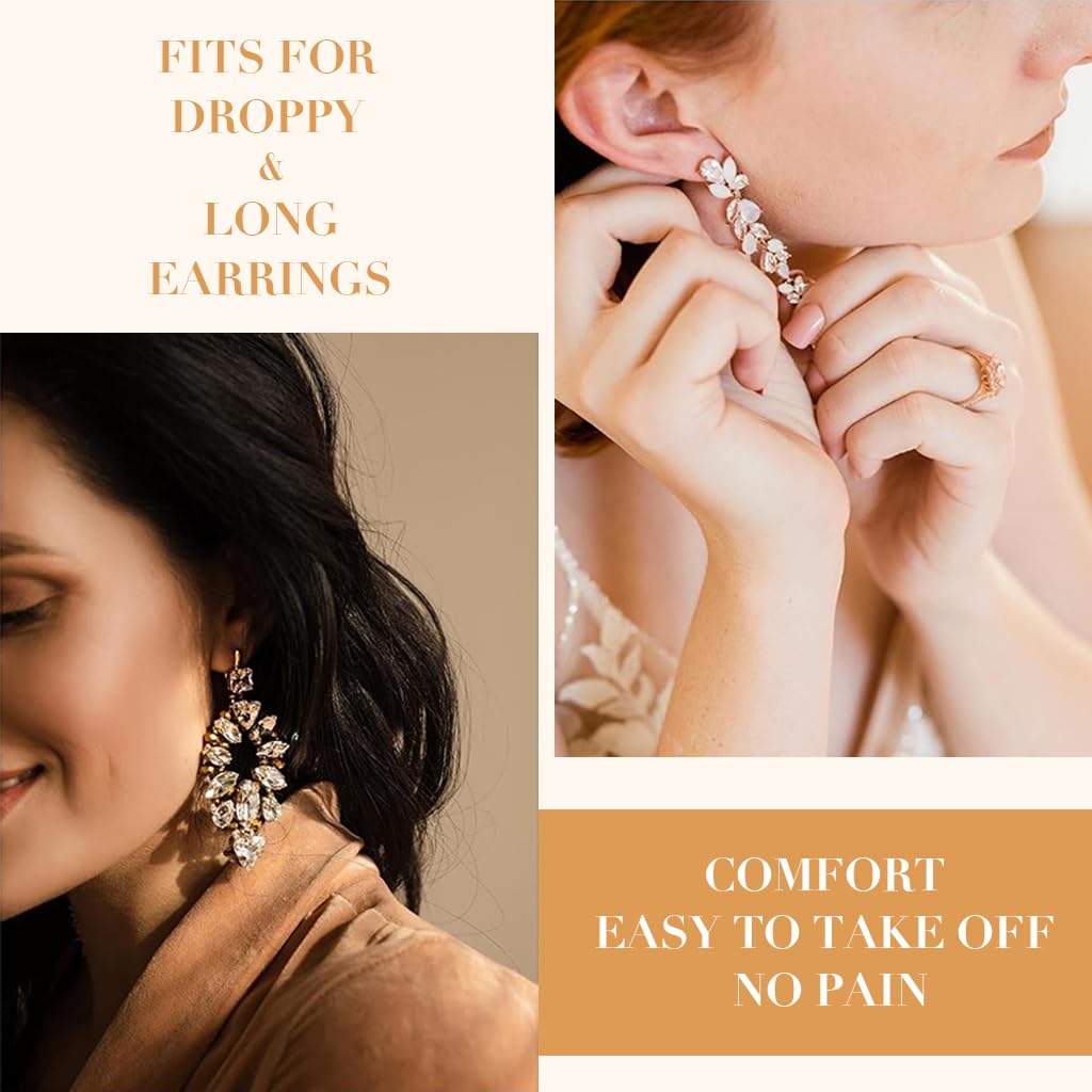 SANNIDHI® 12Pcs Earring Supporter for Heavy Earrings Lightweight Heart Earring Back Stoppers with Box Silicone Backs for Studs Dangle Earrings Heavy Earrings Supporter for Ears - Gold & Silvercolor