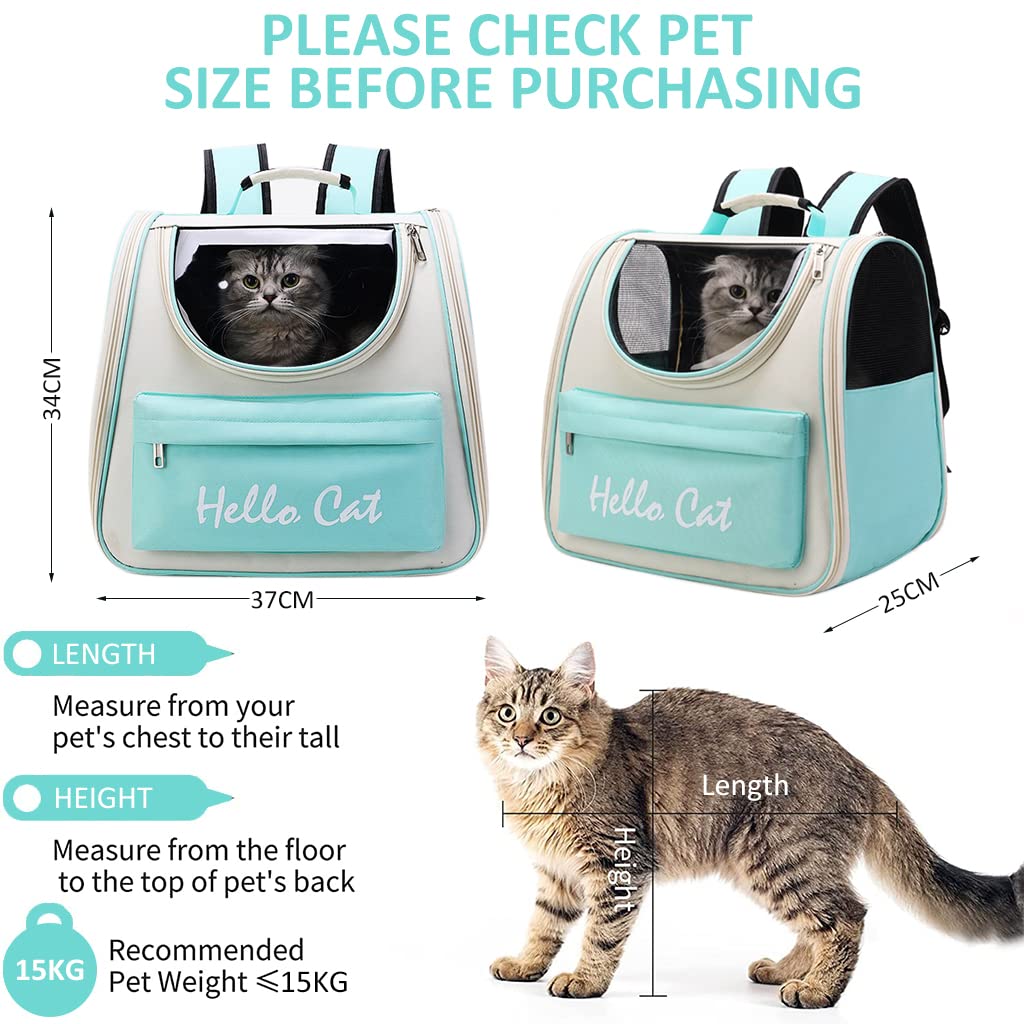 SNOWIE SOFT Cat Carrier Backpack for Travel with 34×25×37cm Space & Transparent Window | Ergonomic Padded Straps