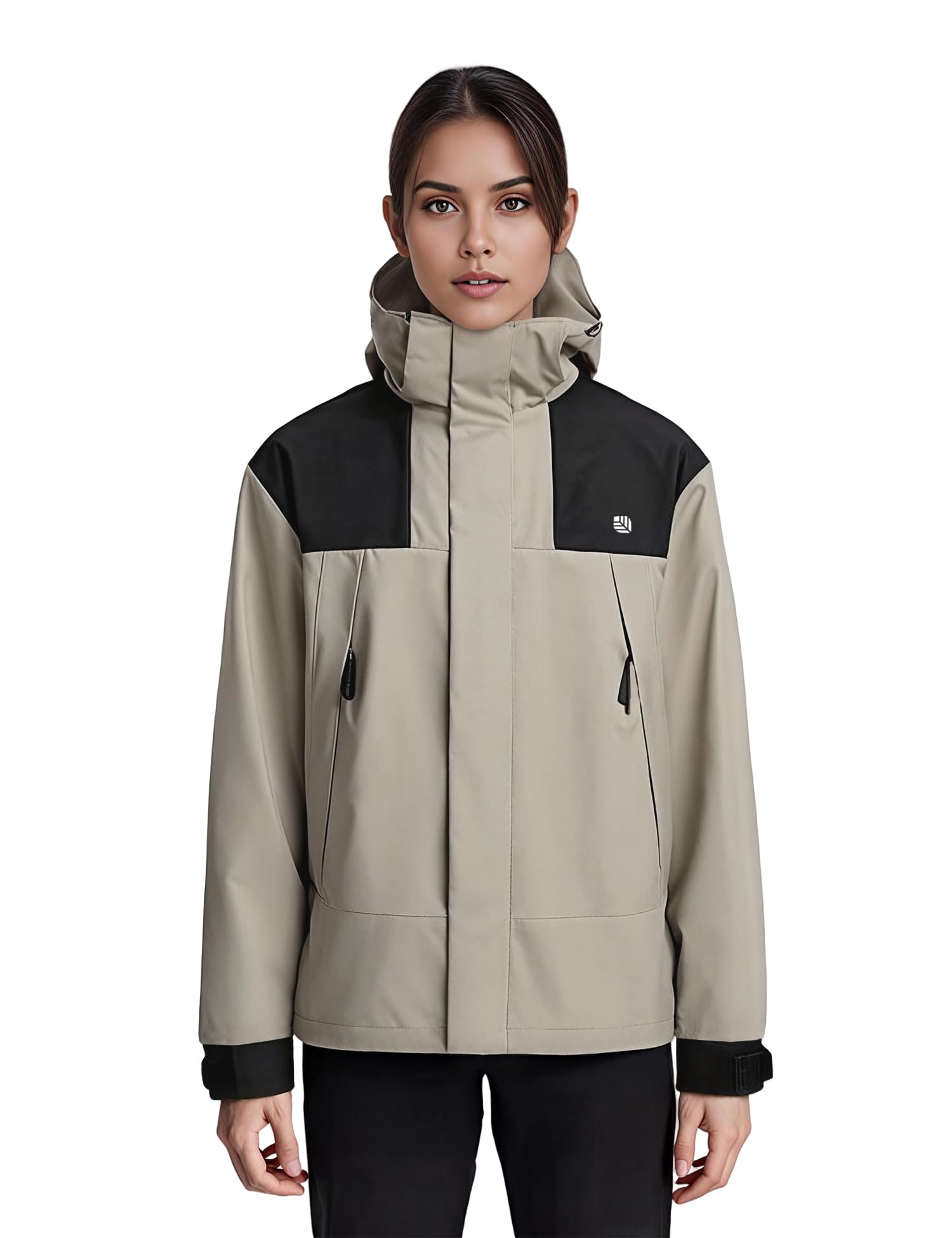 Venzina Women’s Hiking Jacket for Trekking and Daily Wear with Detachable Hood | Light Khaki