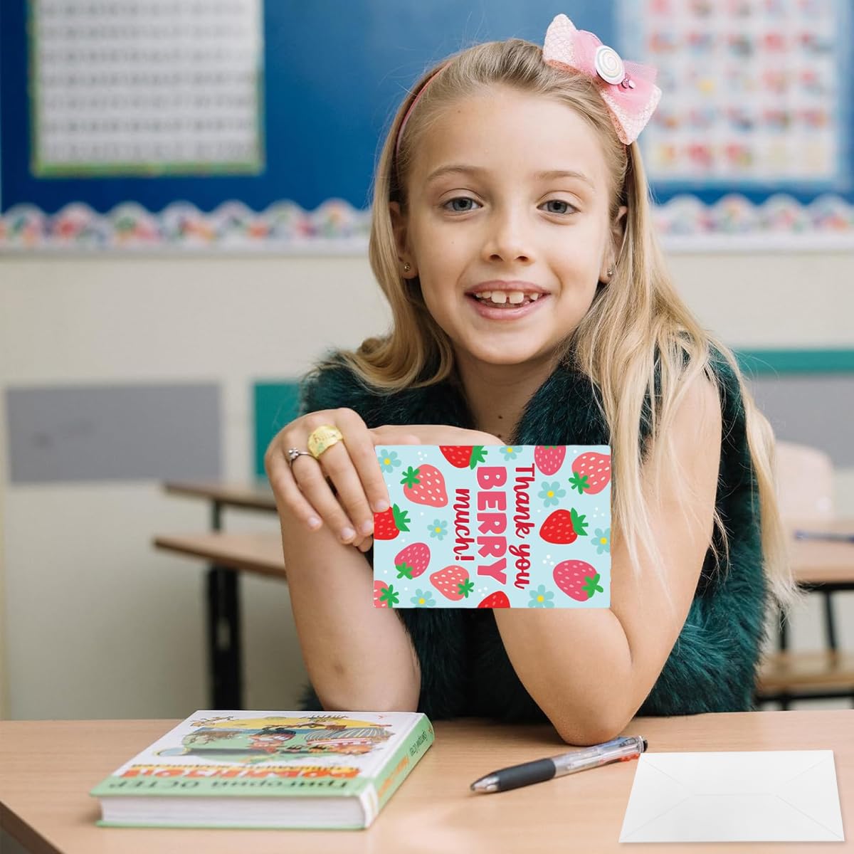 OFIFO Thank You Cards with Envelopes for Teachers and Employees 12 Designs 12.7x17.8cm | Blank Small Notes for Graduation and Farewell