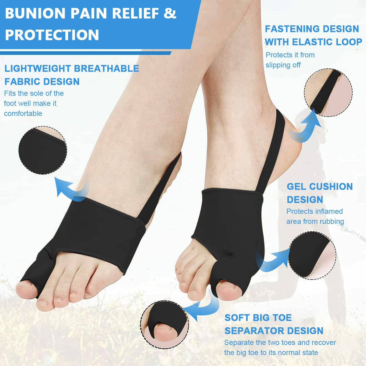 HANNEA® Bunion Corrector, Orthopedic Bunion Splint, Big Toe Separator Pain Relief, Non-Surgical Hallux Valgus Correction, Big Toe Straightener Pain Relief for Women & Men, Day Night Support