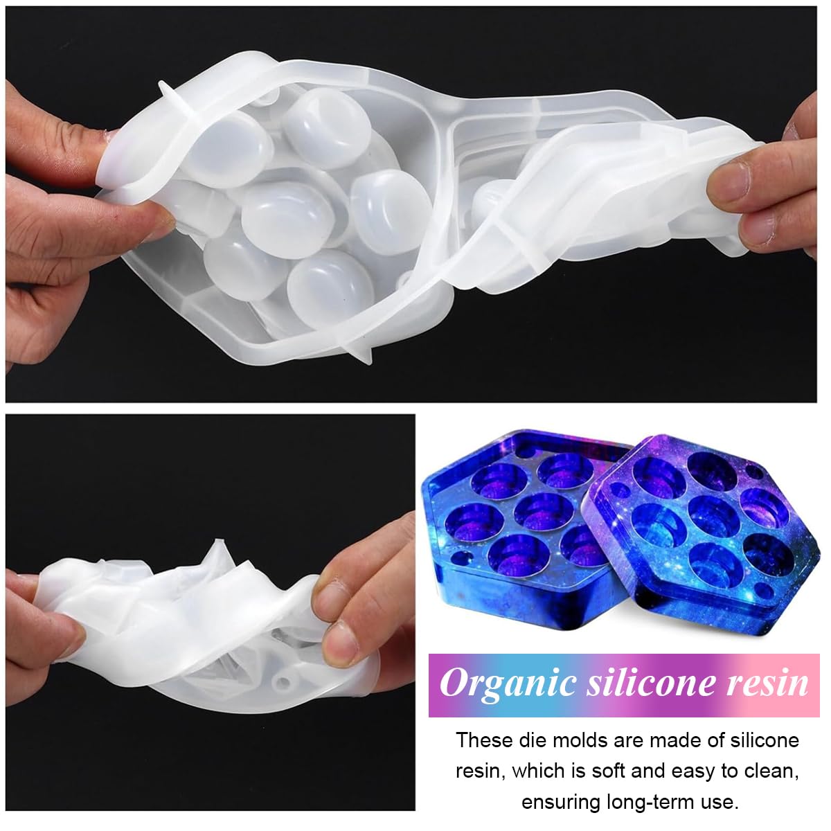 HASTHIP Resin Molds Silicone for Dice Box with 7 Compartments Lid for DIY Dice Storage | Ideal for Resin Casting and DND Game Lovers