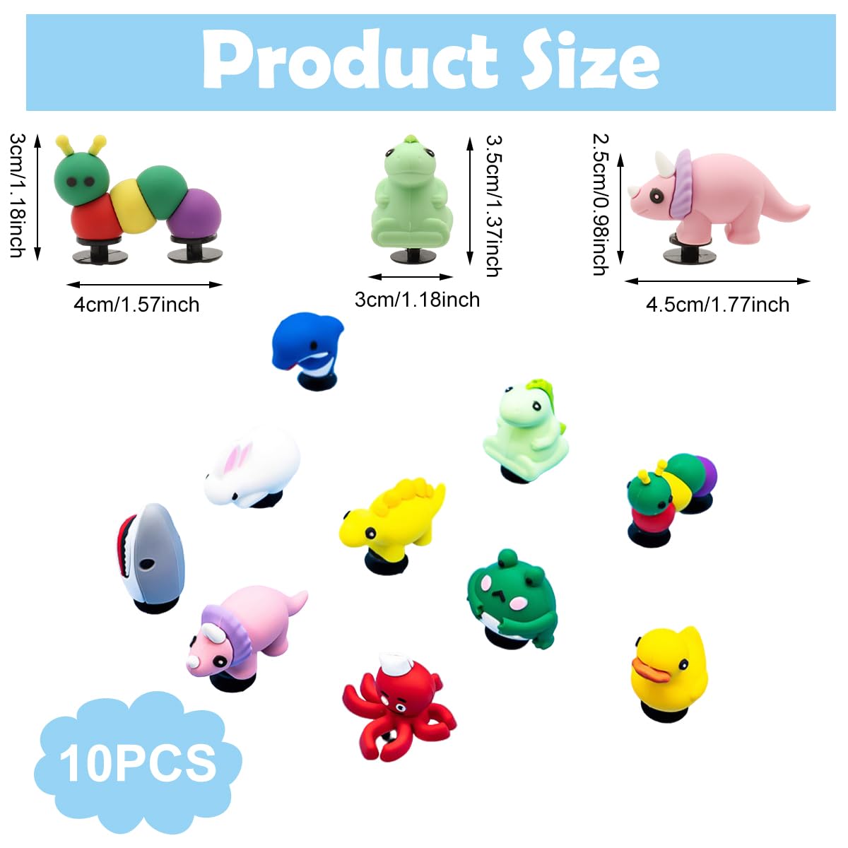 MAYCREATE Shoe Charms 10PCS for Clogs and Sneakers with 3D PVC Animal Designs | Kids Gift