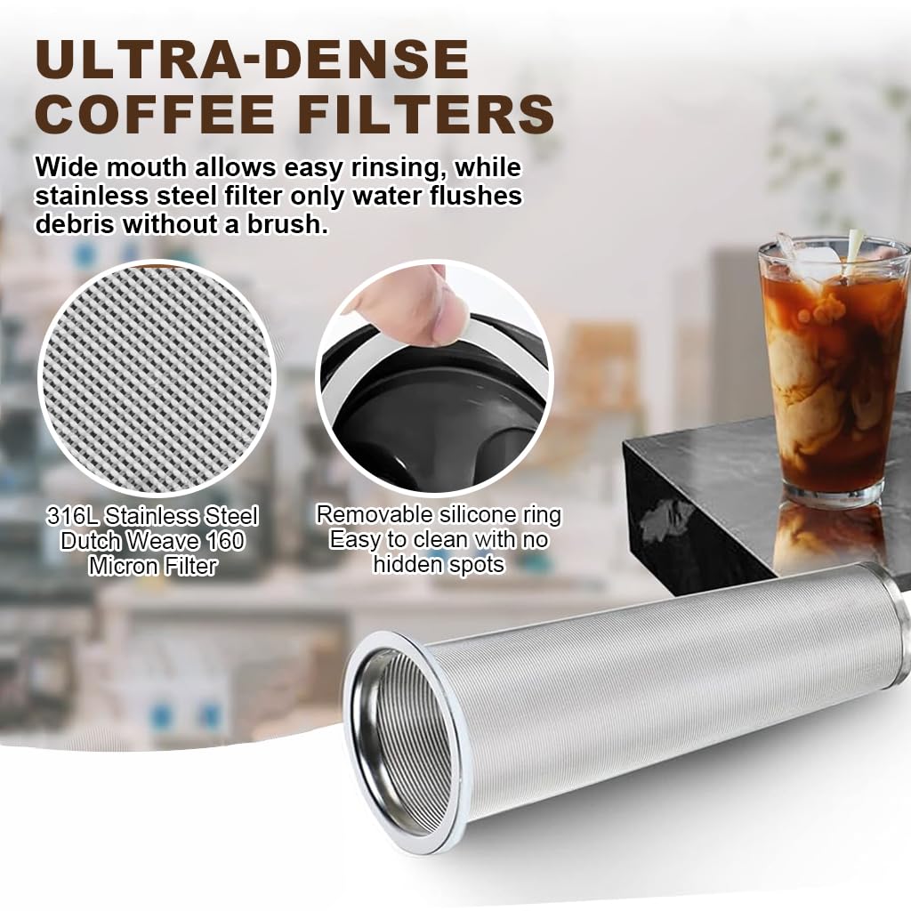 Supvox Cold Brew Coffee Maker 64oz for Iced Drinks with Leak Proof Lid and Cone Filter