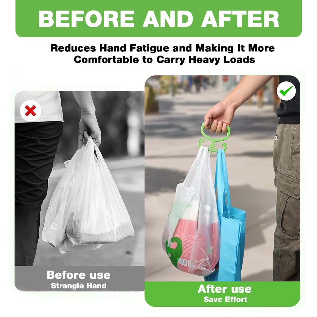 HASTHIP Bag Holders for Heavy Lifting with Dual Hooks and Ergonomic Handles | 2Pcs Green