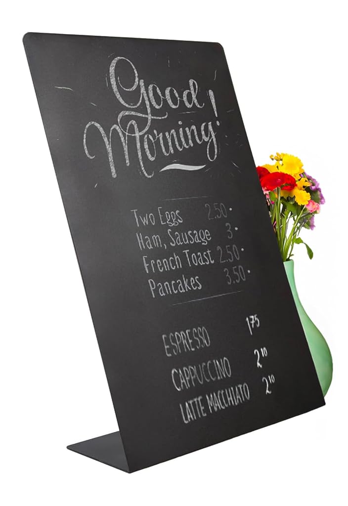 OFIFO® Dry-Erase Menu Stand, A4 Size Writable Chalkboard Display Stand, Black Countertop Menu Display Stand for Daily Specials, Welcoming, Restaurant, Buffet, Party, Cafe, 210x300mm