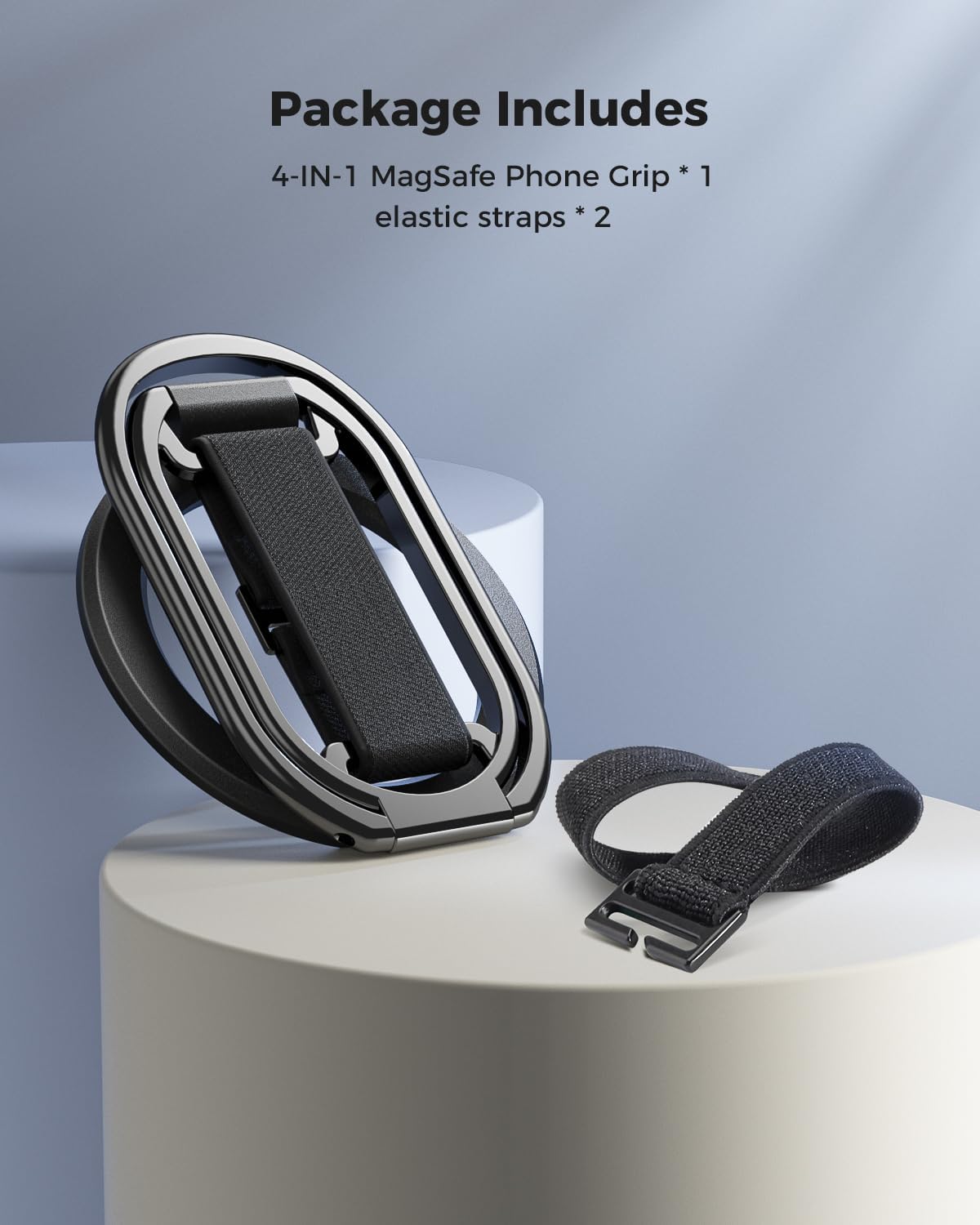 ZORBES Magnetic Phone Ring Grip for Hands Free Viewing with 360° Rotatable Triple Folding Stand