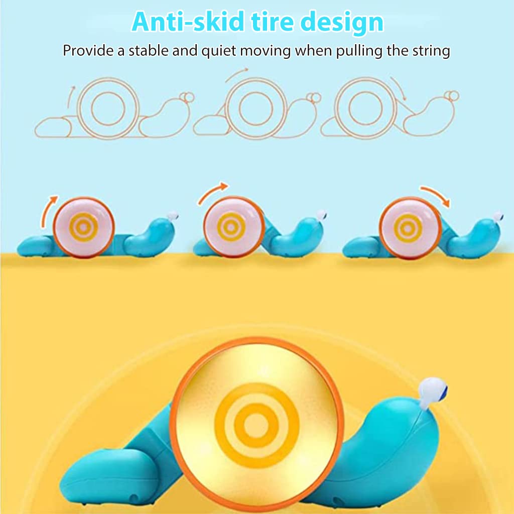 ZIBUYU Musical Snail Pull Along Toy for Walking Fun with 9.6×3.7×4.7 cm Wheels | Light & Sound for Toddlers