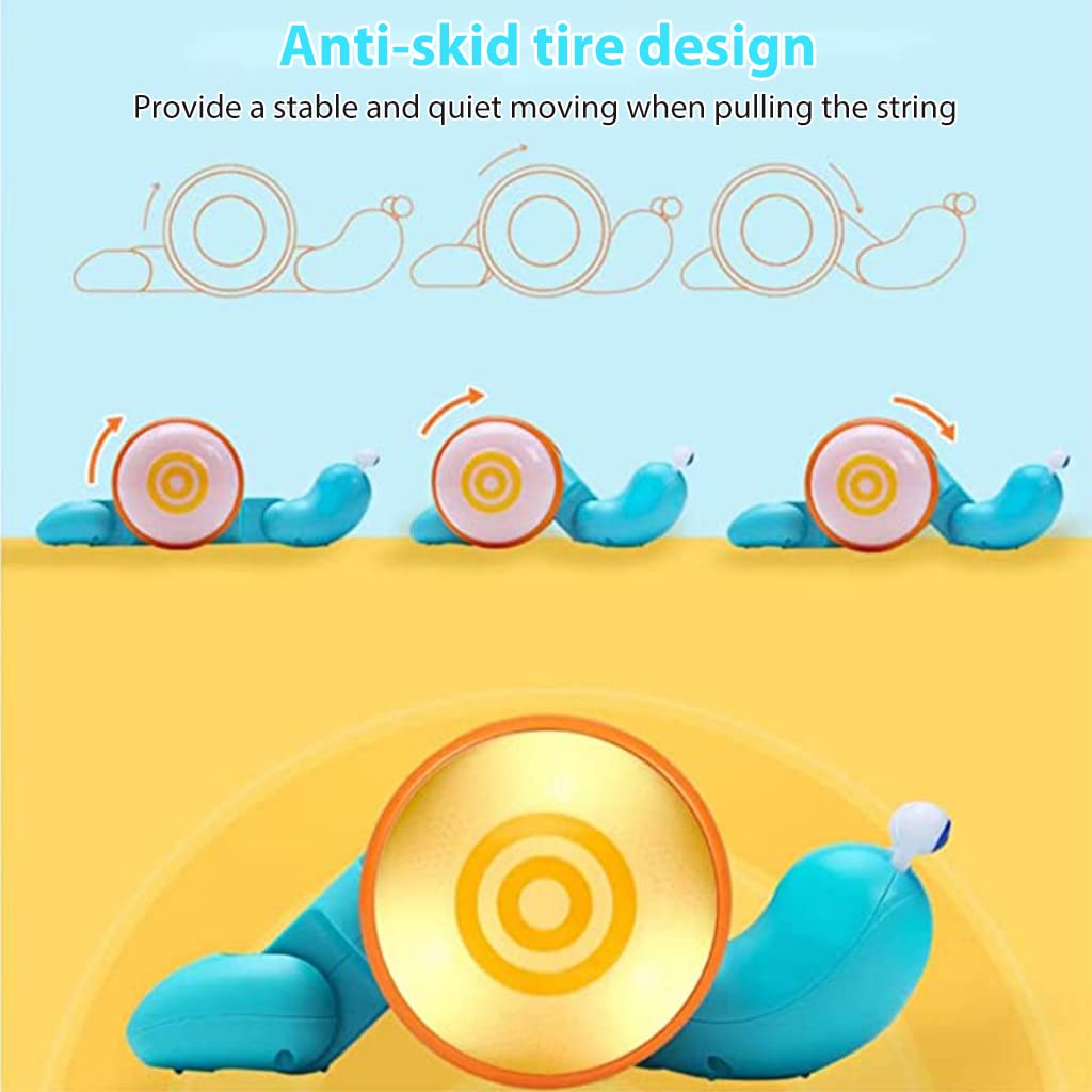 PATPAT® Snail Pull Along Toy Cartoon Pet Toy for Kids Musical and Light Toy for Kids Montessori Sensory Toys for Toddlers Birthday Gift for Toddlers 1-3 Encourage Walking, Develops Gross Motor Skills