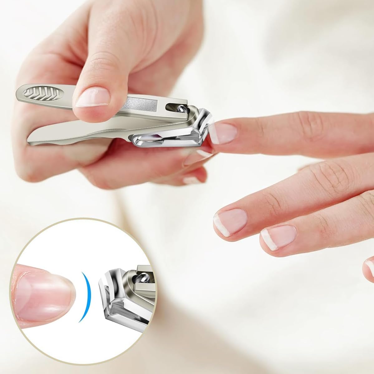 MAYCREATE Nail Clipper with 360° Rotatable Head and Long Handle Stainless Steel Cutter | Built In Nail File and PU Sleeve