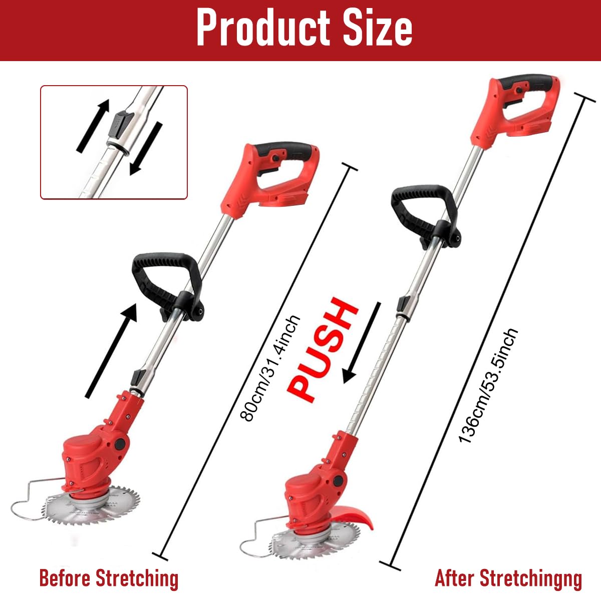 HASTHIP Garden Electric Weed Eater 24V Cordless Grass Cutter with Retractable Rod | Includes Blades and Safety Guard